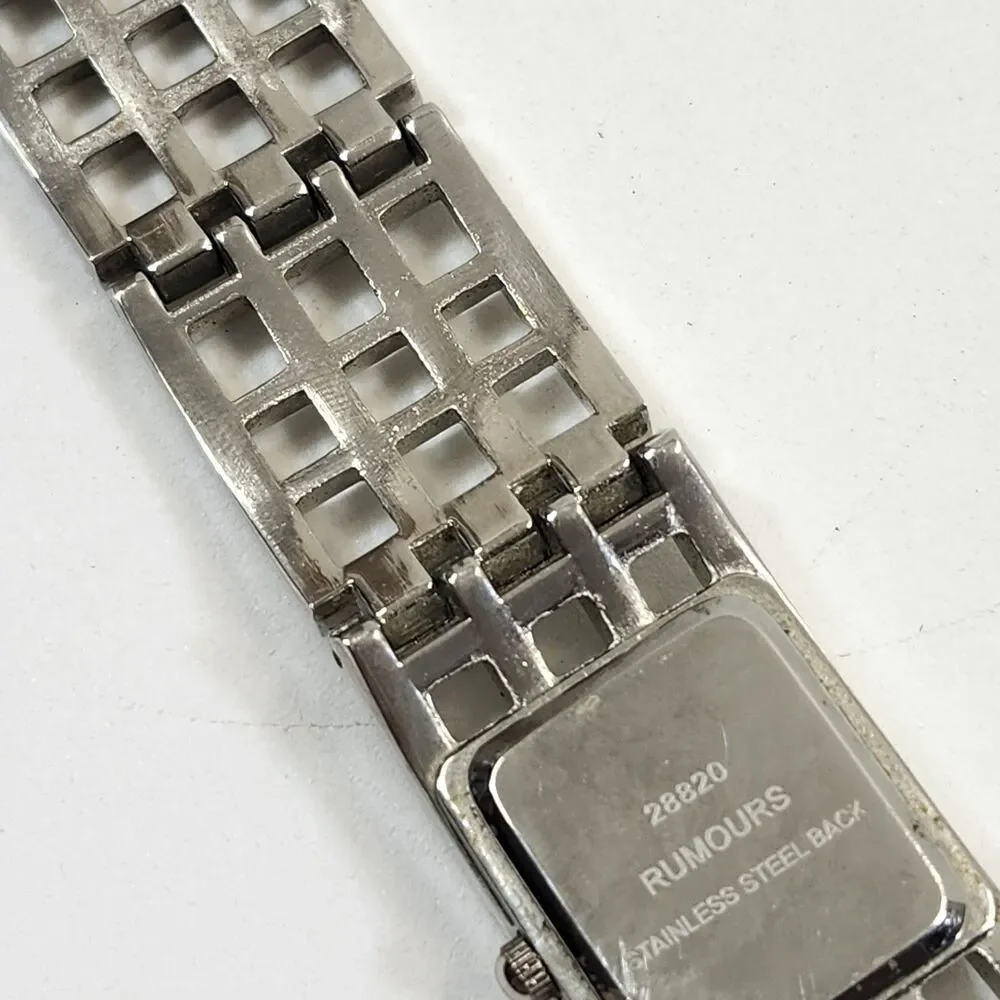 Rumours Watch Women's 28820 Silver Tone Rectangle Quartz Geometric Bracelet VTG